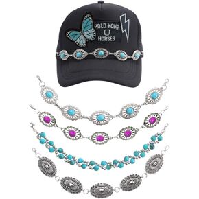 6PCS Trucker Hat Chains, Western Cowboy Hat Accessories with Turquoise Vintage Charms, Baseball Cap Chain Decorations for DIY Mesh Baseball Cap Accessories,Fashionable Trucker Hat Accessories in Saudi Arabia