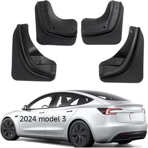 لوحات الطين بالسيارة متوافقة مع Tesla Model 3 Highland 2024 2025 حرس الرش الأمامي والخلفي Mudguard Mudflaps Car Expensions for Model 3 2024 2025 (الإصدار المطور ، 4 PCS) in Kuwait
