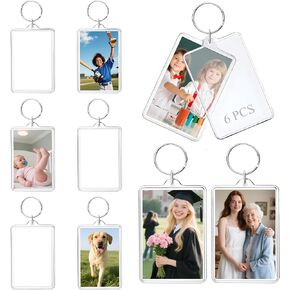 Personalized Custom Picture Frame Keychain 6PCS Acrylic Clear Rectangle Photo Keychain Blanks DIY for Loved Ones Keepsakes in Saudi Arabia