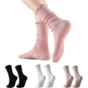 جوارب Glenmearl Pilates مع قبضة للنساء ، 3 أزواج اليوغا الجوارب الطويلة ، جورب قبضة ليلاتيس ، الباليه ، تمرين الرقص in Kuwait