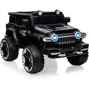 شاحنة كهربائية للأطفال مع جهاز تحكم عن بعد، سيارة للطرق الوعرة ذات دفع رباعي بمقعدين، ألعاب ركوب تعمل ببطارية 12 فولت مع إطار احتياطي للديكور، محرك مزدوج 25 وات، نظام تعليق زنبركي، أبيض in Kuwait