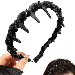 Vintage High Cranium Artificial Pearl Hairband, Hair Bands For Women's Hair, Party Wedding Home Hairband (1Pcs-Black, one size) in Saudi Arabia