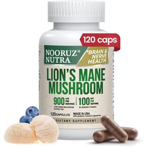 كبسولة ماني الأسد العضوي: 10: 1 تركيز يساوي 10000 ملغ من الفطر ، معززة مع التوت من أجل الحيوية ، والوضوح العقلي ، والتركيز-60 كبسولات مصنع (بدون أقراص/مسحوق) in Kuwait