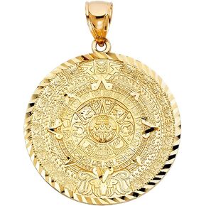 14K Yellow Gold Calendario Azteca Pendant in Kuwait