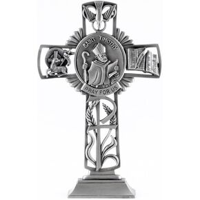 Pewter Catholic Saint St Timothy Pray for Us Standing Cross, 6 Inch in Saudi Arabia