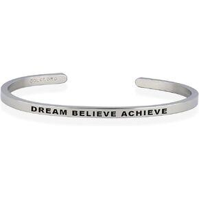 Dolceoro Personalized Inspirational Mantra Cuff Bracelet Jewelry, 3mm Wide Shiny 316L Surgical Steel in Kuwait