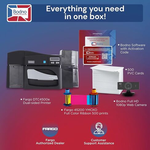 طابعة بطاقات الهوية مزدوجة الجوانب من Bodno Fargo DTC4500e وبرنامج معرف حزمة اللوازم الكاملة - الإصدار البرونزي in Kuwait