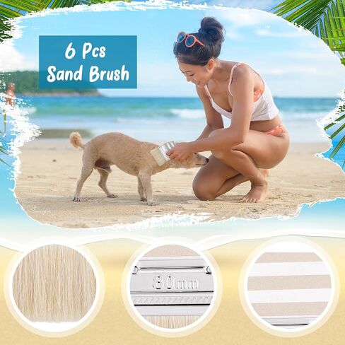 6 Pcs Sand Brush Beach Sand Remover Cleaning Feet Body Skin Wood Hand Soft Brush Foot Cleaner for Beach Summer Party Events Volleyball Water Sports Activities in Saudi Arabia