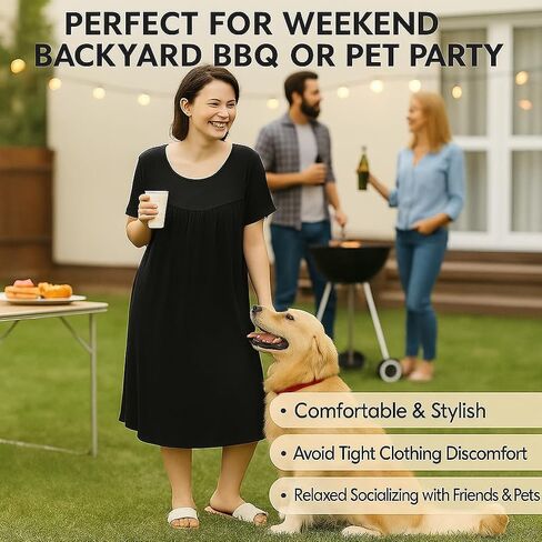 LovinPet Dresses For Women, Casual Plus Size Sleep Dresses for Women, Short Sleeve Nightgown,Soft Loungewear for Home,3XL-6XL in Saudi Arabia