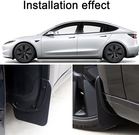 لوحات الطين بالسيارة متوافقة مع Tesla Model 3 Highland 2024 2025 حرس الرش الأمامي والخلفي Mudguard Mudflaps Car Expensions for Model 3 2024 2025 (الإصدار المطور ، 4 PCS) in Kuwait