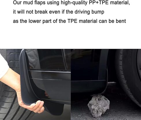 لوحات الطين بالسيارة متوافقة مع Tesla Model 3 Highland 2024 2025 حرس الرش الأمامي والخلفي Mudguard Mudflaps Car Expensions for Model 3 2024 2025 (الإصدار المطور ، 4 PCS) in Kuwait