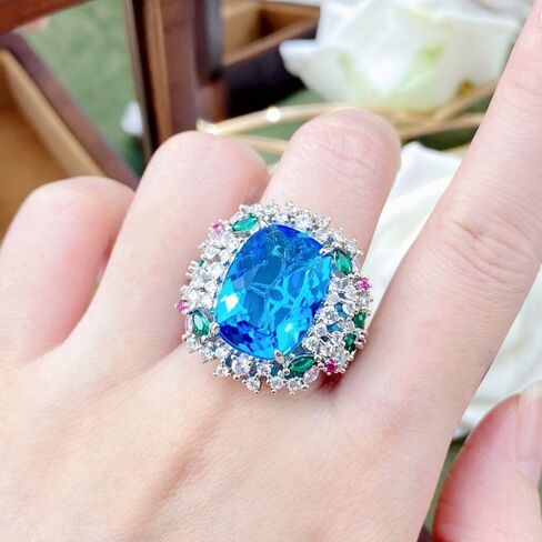 Colored diamond open ring 925 sterling silver Heart ring Wedding ring Engagement ring Cocktail Ring Shiny fashion ring for women cubic zircon oxide ring women jewelry rings statement in Saudi Arabia