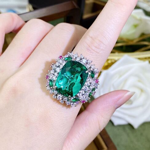 Colored diamond open ring 925 sterling silver Heart ring Wedding ring Engagement ring Cocktail Ring Shiny fashion ring for women cubic zircon oxide ring women jewelry rings statement in Saudi Arabia