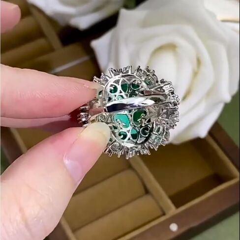Colored diamond open ring 925 sterling silver Heart ring Wedding ring Engagement ring Cocktail Ring Shiny fashion ring for women cubic zircon oxide ring women jewelry rings statement in Saudi Arabia