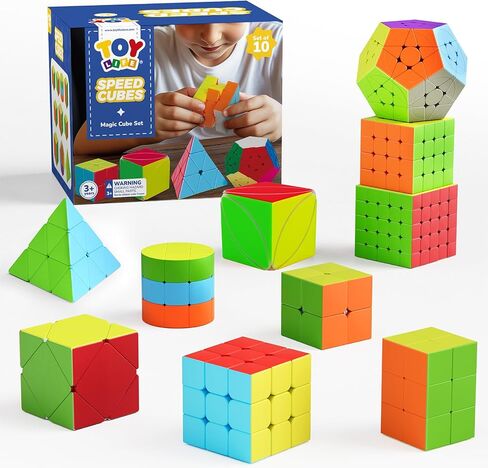 STEAM Life Speed Cube Set 10 Pack Magic Cube | Includes Speed Cubes 3x3, 2x2 Speed Cube, 4x4 Speed Cube, Pyramid Cube, Megaminx Cube Puzzle Cube Bundle Collection Cube Toys Gift for Kids & Adults in Kuwait
