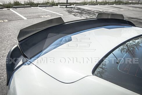 Replacement for 2016-Present Chevrolet Camaro All Models | 1LE Extended V2 Style ABS Plastic Matte Black Add On Rear Trunk Lid Wing with Aluminum Painted Glossy Black WickerBill Spoiler in Saudi Arabia