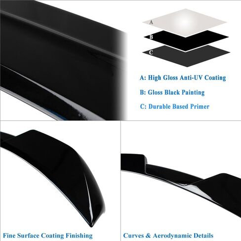 Rear Window Spoiler Compatible with Chrysler 300 300C 300S Roof Spoiler 2012-2023, Gloss Black Finish in Saudi Arabia