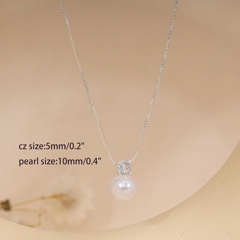 Pearl Necklaces for Women, Dainty Gold Necklace 14K Gold Plated Charm CZ Pearl Pendant Necklace Simple Gold Pearl Choker Necklaces for Women Trendy Wedding Necklace Pearl Jewelry for Women in Saudi Arabia