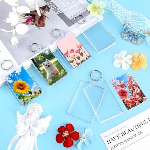 Personalized Custom Picture Frame Keychain 6PCS Acrylic Clear Rectangle Photo Keychain Blanks DIY for Loved Ones Keepsakes in Saudi Arabia