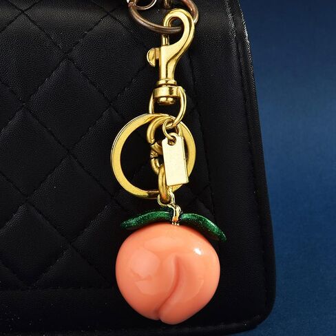 Lovely Peach Keychain Purse Charms For Women Girls, Sweet Rhinestone Peach Bag Charms Keychain Wallet Purse Pendant in Saudi Arabia