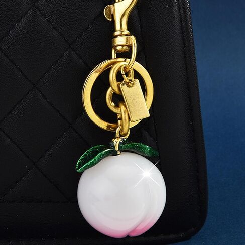 Lovely Peach Keychain Purse Charms For Women Girls, Sweet Rhinestone Peach Bag Charms Keychain Wallet Purse Pendant in Saudi Arabia