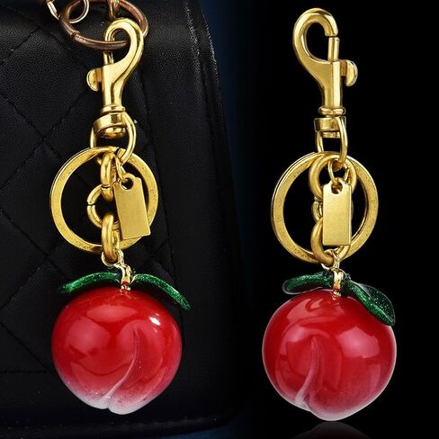 Lovely Peach Keychain Purse Charms For Women Girls, Sweet Rhinestone Peach Bag Charms Keychain Wallet Purse Pendant in Saudi Arabia