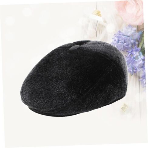 LIFKOME Thickened Hair Front Hat for Men Fashion Warm Cap Black Beret Hat Vintage Beret for Men in Saudi Arabia