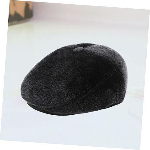 LIFKOME Thickened Hair Front Hat for Men Fashion Warm Cap Black Beret Hat Vintage Beret for Men in Saudi Arabia