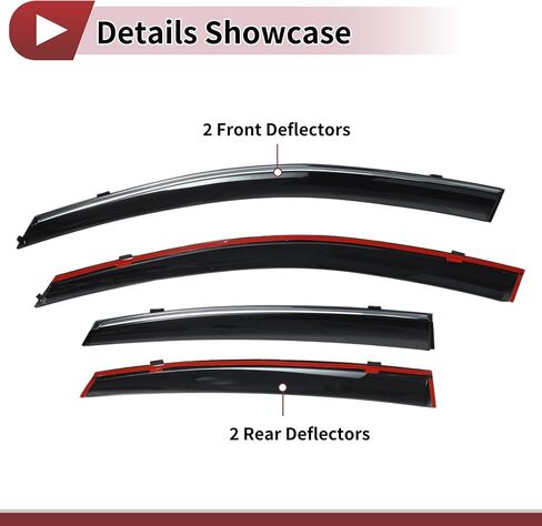 Window Deflectors for Hyundai Elantra Sedan 2007-2010 Side Window Vent Visors Black Reinforced Acrylic 4 Pcs in Saudi Arabia