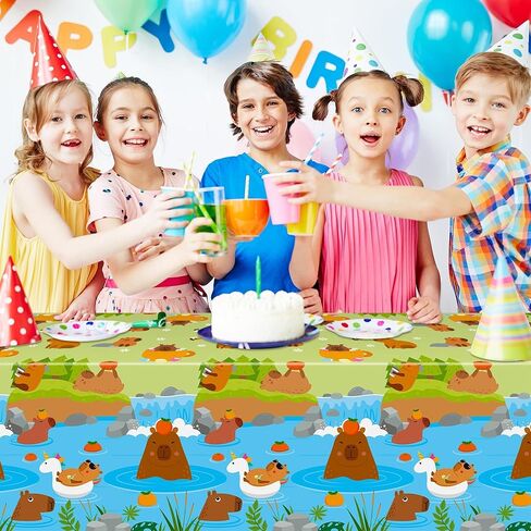 3 قطع من مفرش المائدة لحفلات كابيبارا لطيف كابيبارا غطاء طاولة عيد ميلاد حيوانات كابيبارا ديكورات حفلات بلاستيكية مستطيلة للاستعمال مرة واحدة ديكور للأطفال في أعياد ميلاد الأطفال وحفلات استقبال المولود الجديد in Kuwait