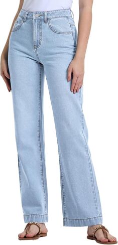Women's Jeans High Waisted Straight Wide Leg Tummy Control in Saudi Arabia