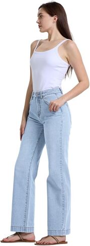 Women's Jeans High Waisted Straight Wide Leg Tummy Control in Saudi Arabia