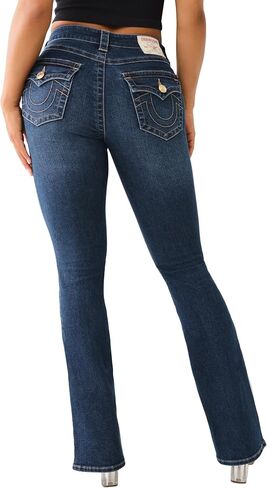 True Religion Women's Becca MID Rise Boot Cut Flap Packet Jeans - Mira Color in Saudi Arabia