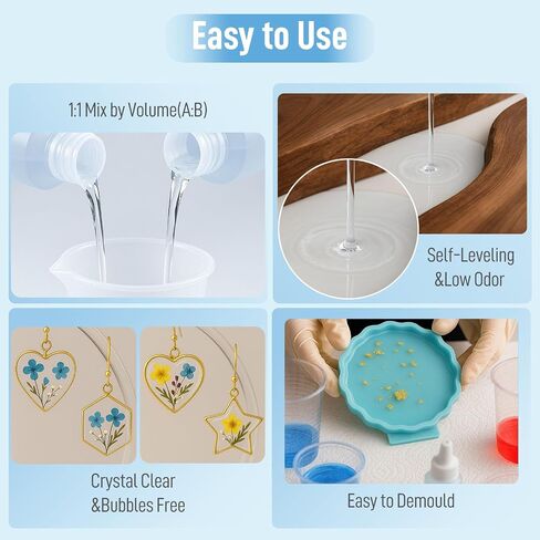 DR. RESIN Crystal Clear 1 Gallon Epoxy Resin, No Yellowing, Self-Leveling, Bubble Free Resin Kit for Jewelry Tabletop Tumbler DIY Craft in Kuwait