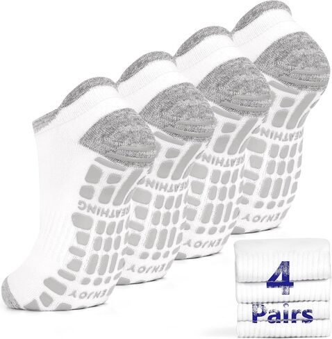 Grpskcos Pilates Yoga Grip Socks 4 أزواج من النساء غير المنزلقات لجوارب مستشفى Barre Home Size 5-10 in Kuwait