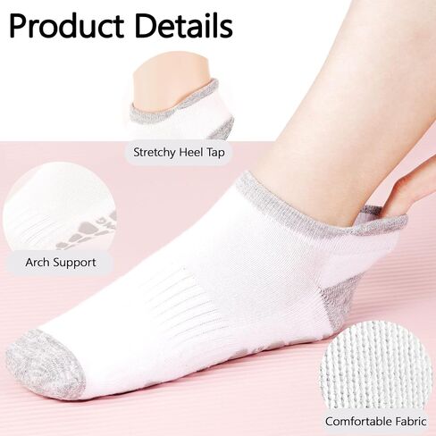 Grpskcos Pilates Yoga Grip Socks 4 أزواج من النساء غير المنزلقات لجوارب مستشفى Barre Home Size 5-10 in Kuwait