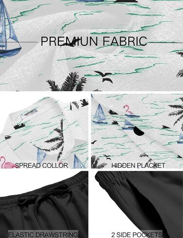 COOFANDY Men's Summer Beach Outfits 2 Piece Short Sleeve Shirts and Shorts Vacation Texture Linen Sets for Men in Saudi Arabia