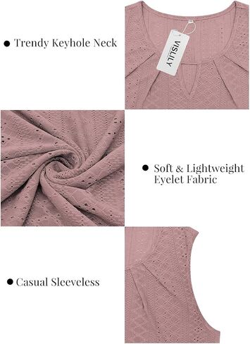 VISLILY Plus-Size-Tank-Tops for Women Summer Trendy Keyhole Neck Shirts Cute Eyelet Tunics Casual Sleeveless Blouse XL-5XL in Saudi Arabia