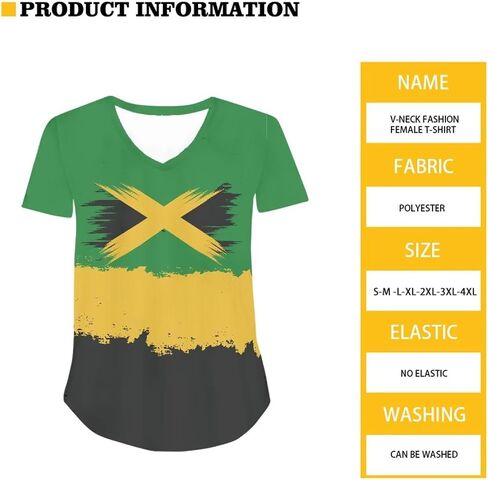 2025 Flag Print Summer V-neck قمصان نسائية قصيرة الأكمام بالإضافة إلى حجم العطلات غير الرسمية XS-4XL in Kuwait