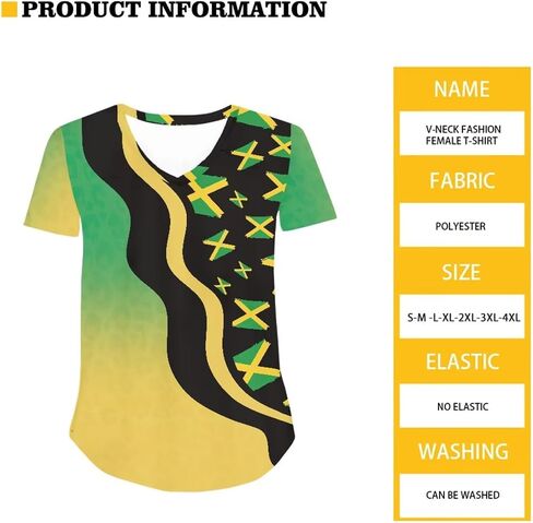 2025 Flag Print Summer V-neck قمصان نسائية قصيرة الأكمام بالإضافة إلى حجم العطلات غير الرسمية XS-4XL in Kuwait
