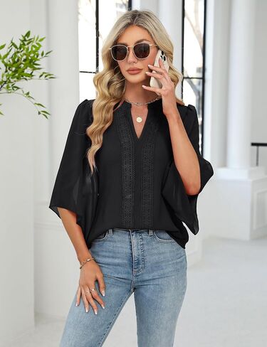 Blooming Jelly Womens Business Casual Tops Loose Fit Dressy Blouses 3/4 Length Sleeve Trendy Shirts 2025 Outfits in Saudi Arabia