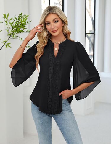Blooming Jelly Womens Business Casual Tops Loose Fit Dressy Blouses 3/4 Length Sleeve Trendy Shirts 2025 Outfits in Saudi Arabia