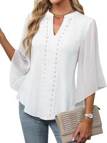 Blooming Jelly Womens Business Casual Tops Loose Fit Dressy Blouses 3/4 Length Sleeve Trendy Shirts 2025 Outfits in Saudi Arabia