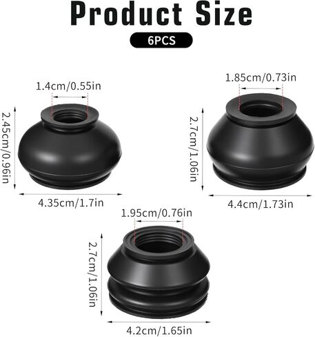 6 PCS Ball Joint Boot Replacement, Rubber Tie Rod Boot Tie Rod End Boots, Car Accessories Rubber Turn to Rods Arm Ball Head Dust Protection Rubber-Cover Fit for Most Vehicles in Kuwait