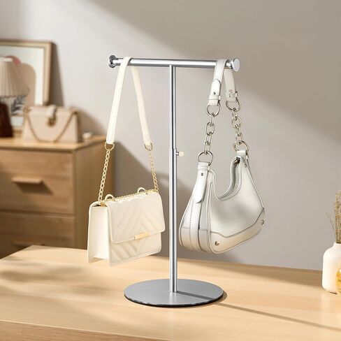 niffgaff T Bar Purse Display Stand Handbag Rack, Adjustable Height Black Tabletop Hook Hanging Jewelry Stands for Necklaces Organizer, Stainless Steel Handbag Holder Home Store Boutique in Kuwait
