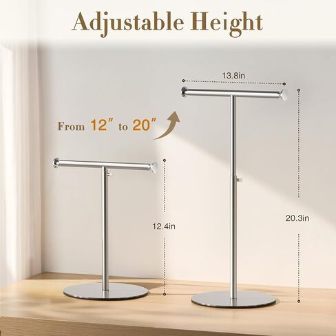 niffgaff T Bar Purse Display Stand Handbag Rack, Adjustable Height Black Tabletop Hook Hanging Jewelry Stands for Necklaces Organizer, Stainless Steel Handbag Holder Home Store Boutique in Kuwait