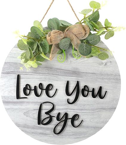 Love You Bye علامة للباب الأمامي 11.8 بوصة Rustic Round Wood Worte Farmhouse Door Door Signs for Home Corridor Wall Porch Decoration جميع المواسم التي تعبر عن الحب والدفء (الأسود) in Kuwait