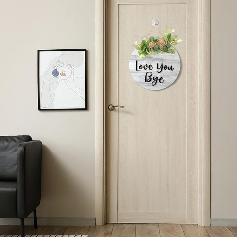 Love You Bye علامة للباب الأمامي 11.8 بوصة Rustic Round Wood Worte Farmhouse Door Door Signs for Home Corridor Wall Porch Decoration جميع المواسم التي تعبر عن الحب والدفء (الأسود) in Kuwait