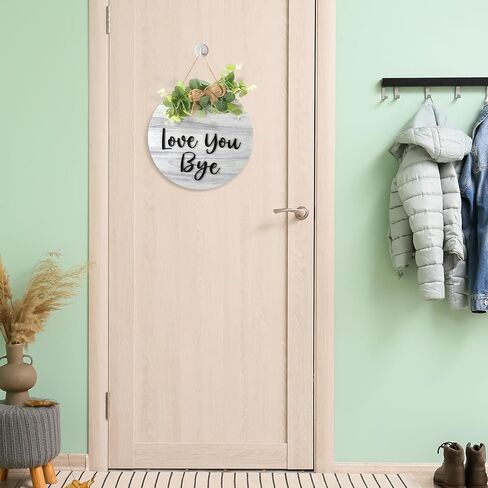 Love You Bye علامة للباب الأمامي 11.8 بوصة Rustic Round Wood Worte Farmhouse Door Door Signs for Home Corridor Wall Porch Decoration جميع المواسم التي تعبر عن الحب والدفء (الأسود) in Kuwait
