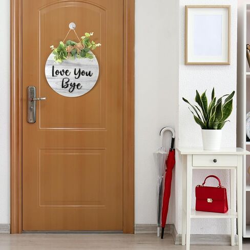 Love You Bye علامة للباب الأمامي 11.8 بوصة Rustic Round Wood Worte Farmhouse Door Door Signs for Home Corridor Wall Porch Decoration جميع المواسم التي تعبر عن الحب والدفء (الأسود) in Kuwait
